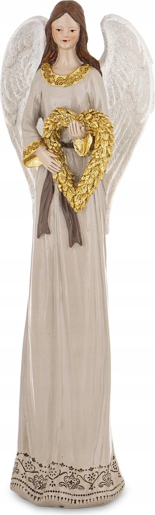 Angyal figura Angyalka arany Bézs elegáns műanyag figura dekoráció