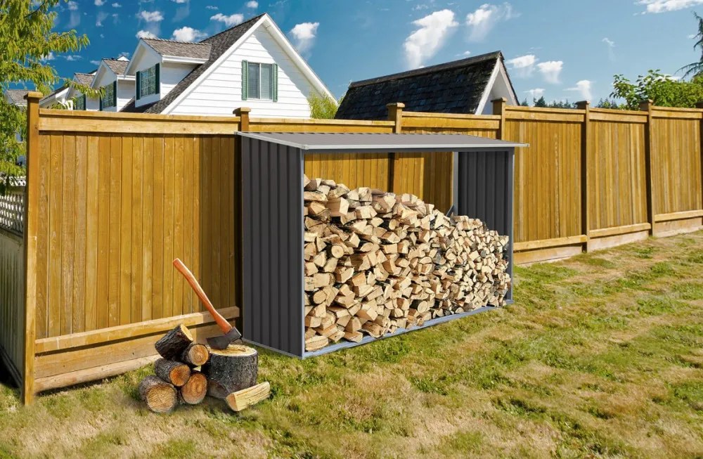 Tüzifa tároló 2,3m3, 242 x 75 cm, szürke, Penta G21