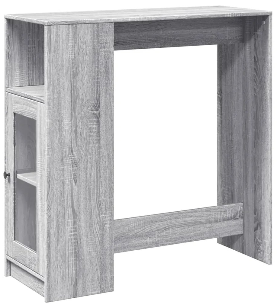 szürke sonoma szerelt fa bárasztal tárolókkal 101x40x103,5 cm
