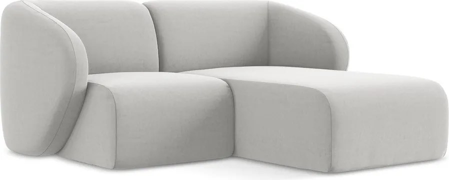 Világosszürke bársony sarokkanapé (jobb oldali-heverő résszel) Lani – Makamii