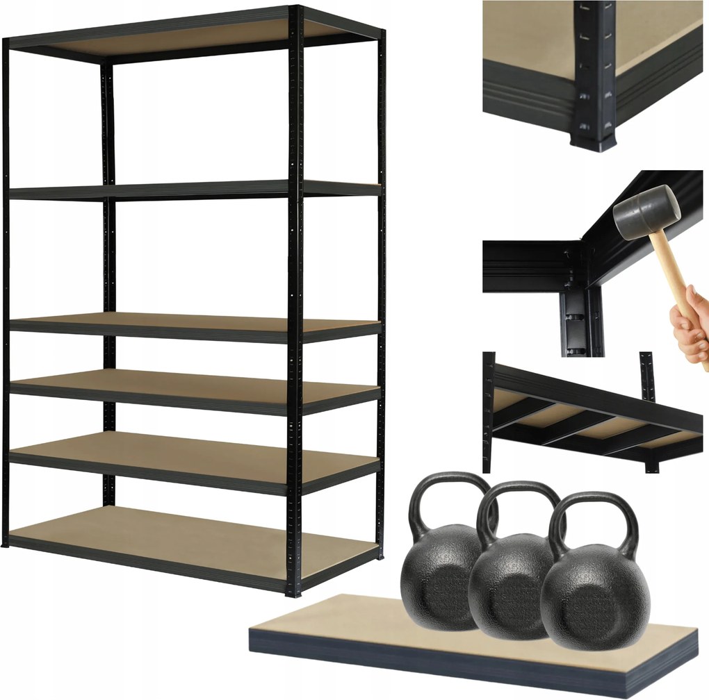 Műhelypolc fém állvány Helios 196x100x50cm 6Px350kg Erős Lengyel