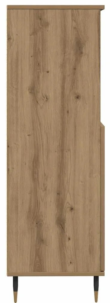 kézműves tölgy színű szerelt fa magasszekrény 60 x 36 x 110 cm
