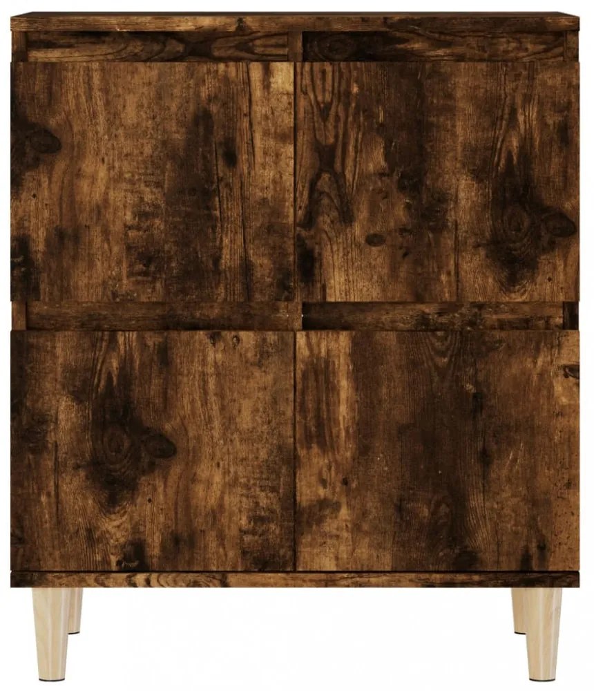 3 db füstös tölgy színű szerelt fa tálalószekrény 60x35x70 cm