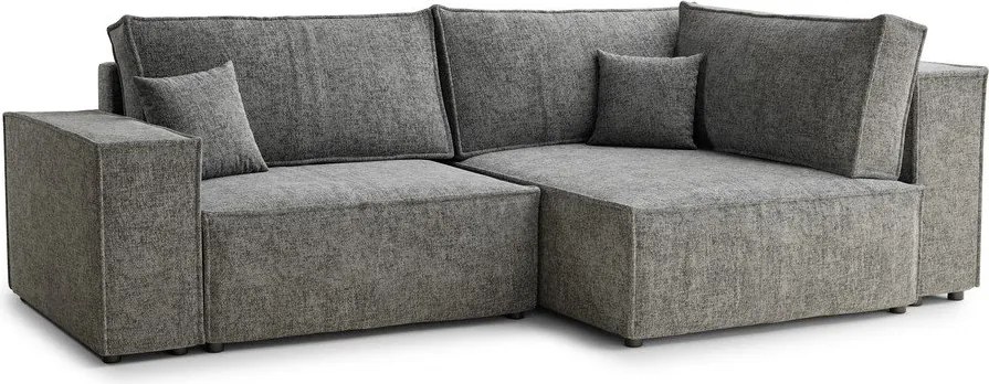 Szürke zsenília kinyitható-tárolóhelyes sarokkanapé (jobb oldali-L alakú) Tonga – Maison de Rêve