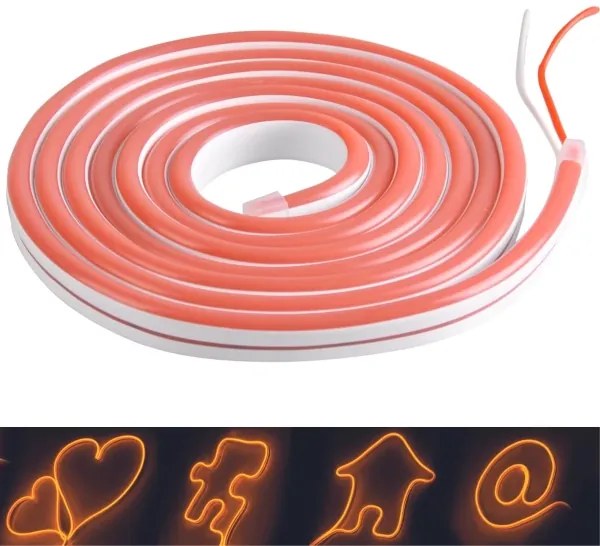 NEON LED szalag 5m, 40W, 24V, narancs, IP65 védelem