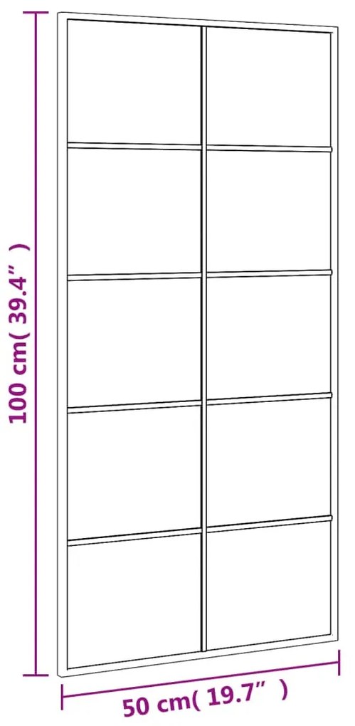 fekete téglalap alakú vas fali tükör 50 x 100 cm