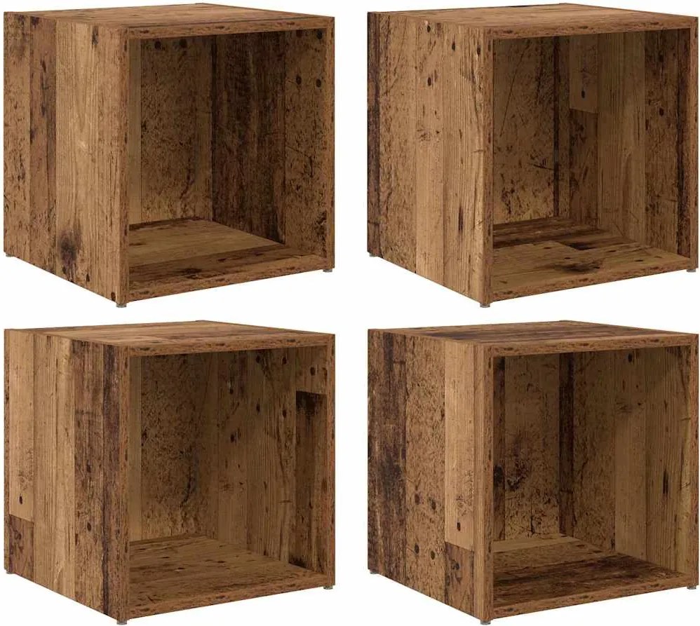 vidaXL TV szekrény garnitúra 4 pcs Öreg fa 37 x 35 x 37,5 cm Faanyag
