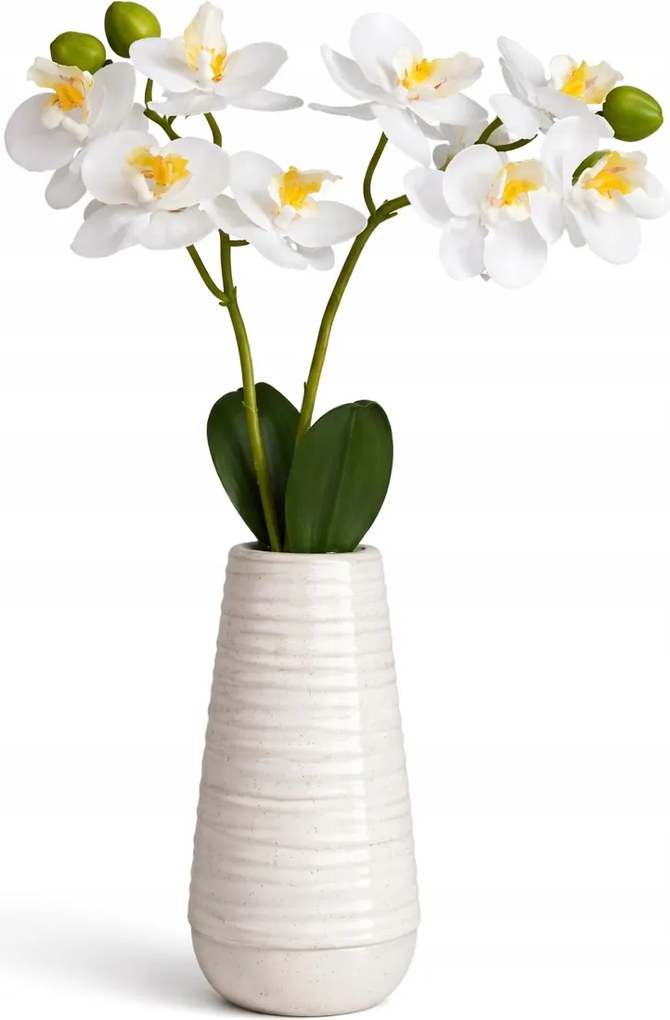 Elegáns kompozíció – Orchideák fehér vázában 38 cm