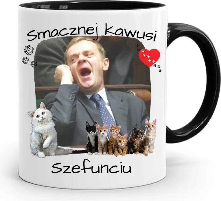 Donald Tusk Fekete Bögre Platform Ajándék fényképes nyomtatással