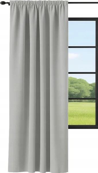 Kész függöny, sima, szalagos, 145x240, hosszú, matt, szürke függöny