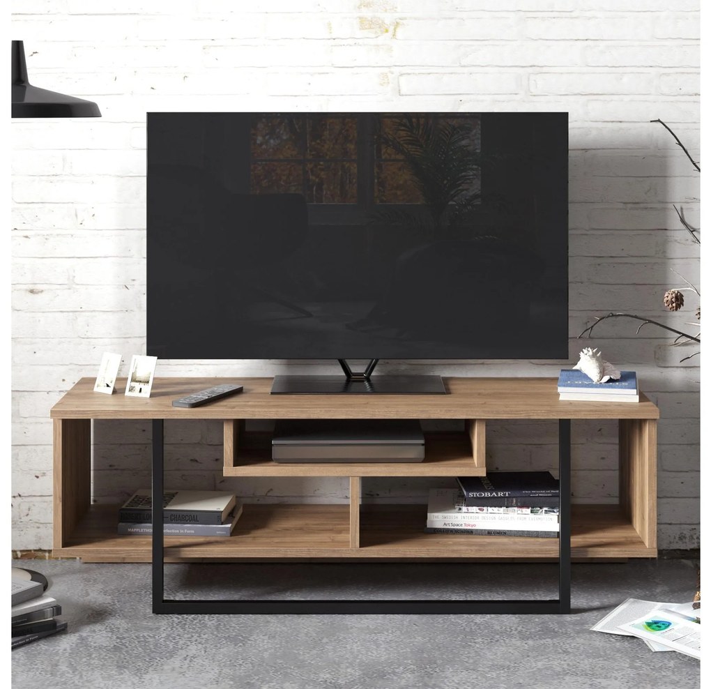 TV asztal/Szekrény Aslana 120 (dió + fekete) . 1101382