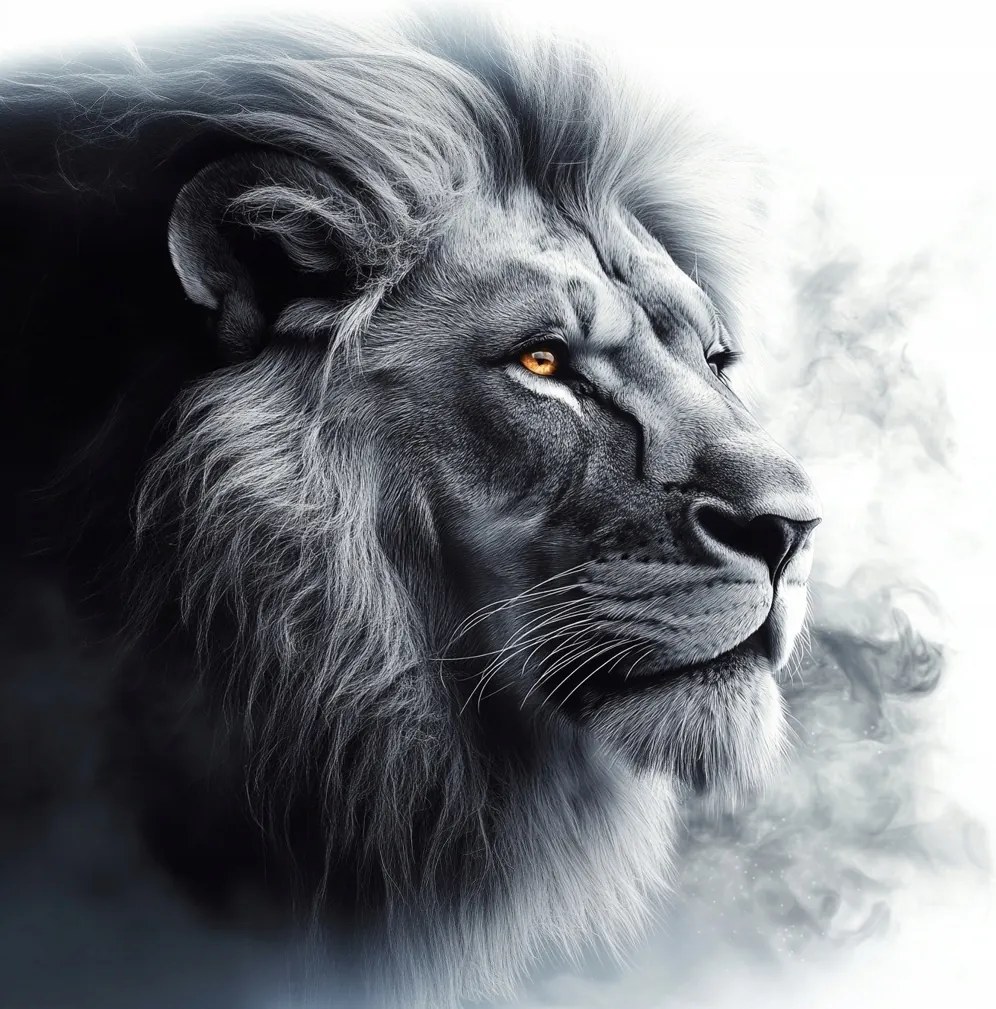 Canvas Vászonkép A Dzsungel Királya Oroszlán Fekete-fehér Portré 80x80