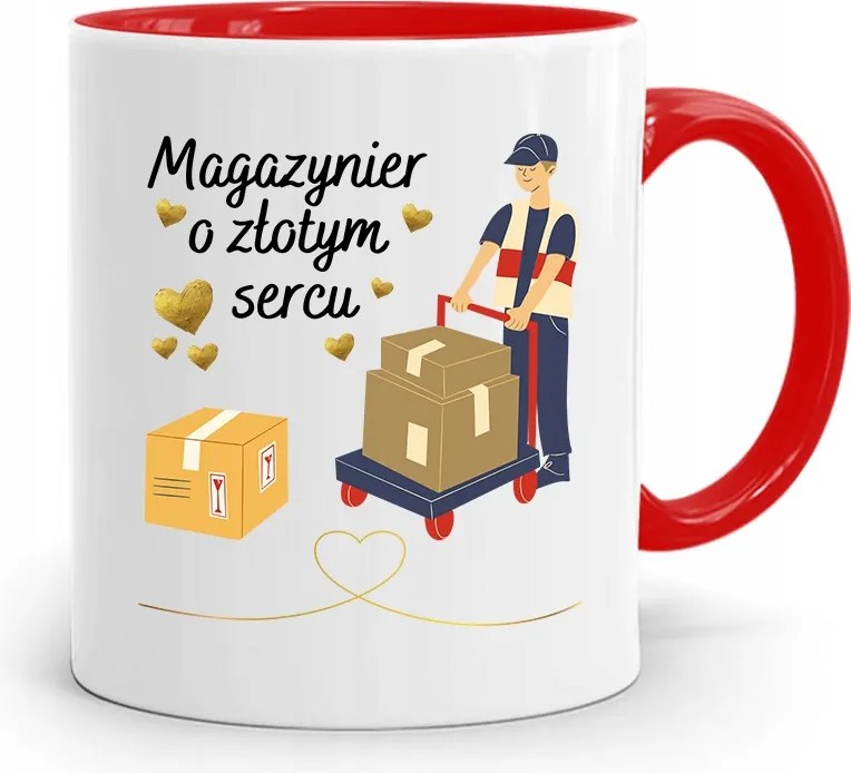 Piros Bögre Arany Szívű Raktárosnak, fényképes nyomattal