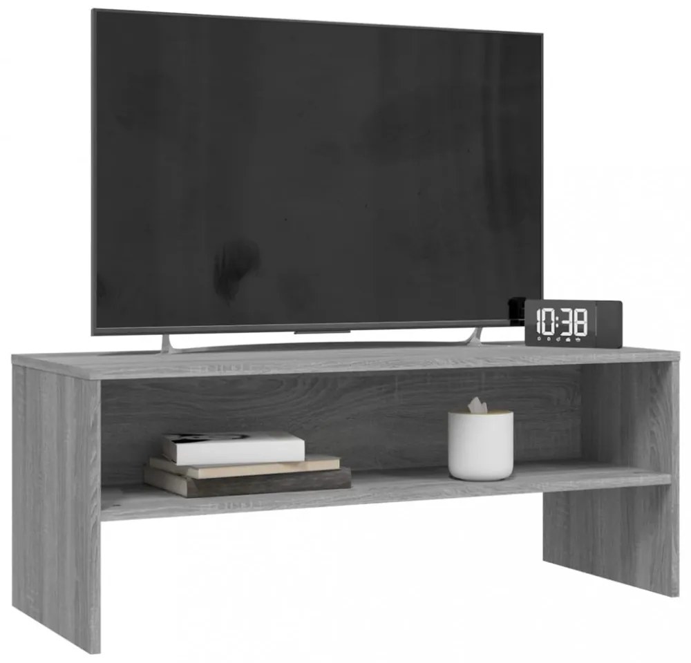 szürke sonoma színű szerelt fa TV-szekrény 100 x 40 x 40 cm