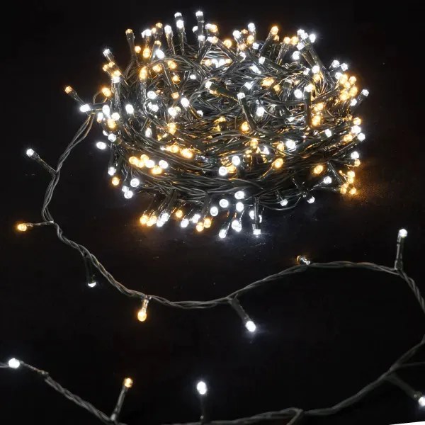 Fényfüzér karácsonyfára, meleg fehér-hideg fehér, 15m