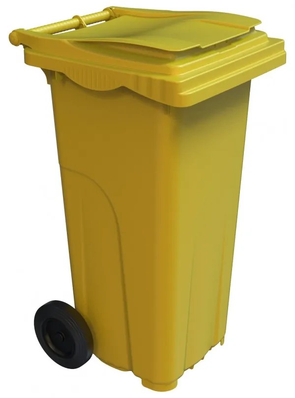 Műanyag szemetes kuka, kommunális hulladékgyűjtő, fekete, 120L
