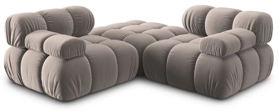 Világosbarna bársony moduláris sarokkanapé (variálható) Bellis – Micadoni