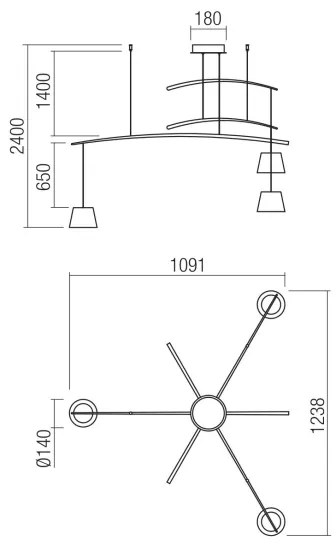 Redo 01-1524 - LED Csillár zsinóron LOLLI 3xLED/6W/230V fehér