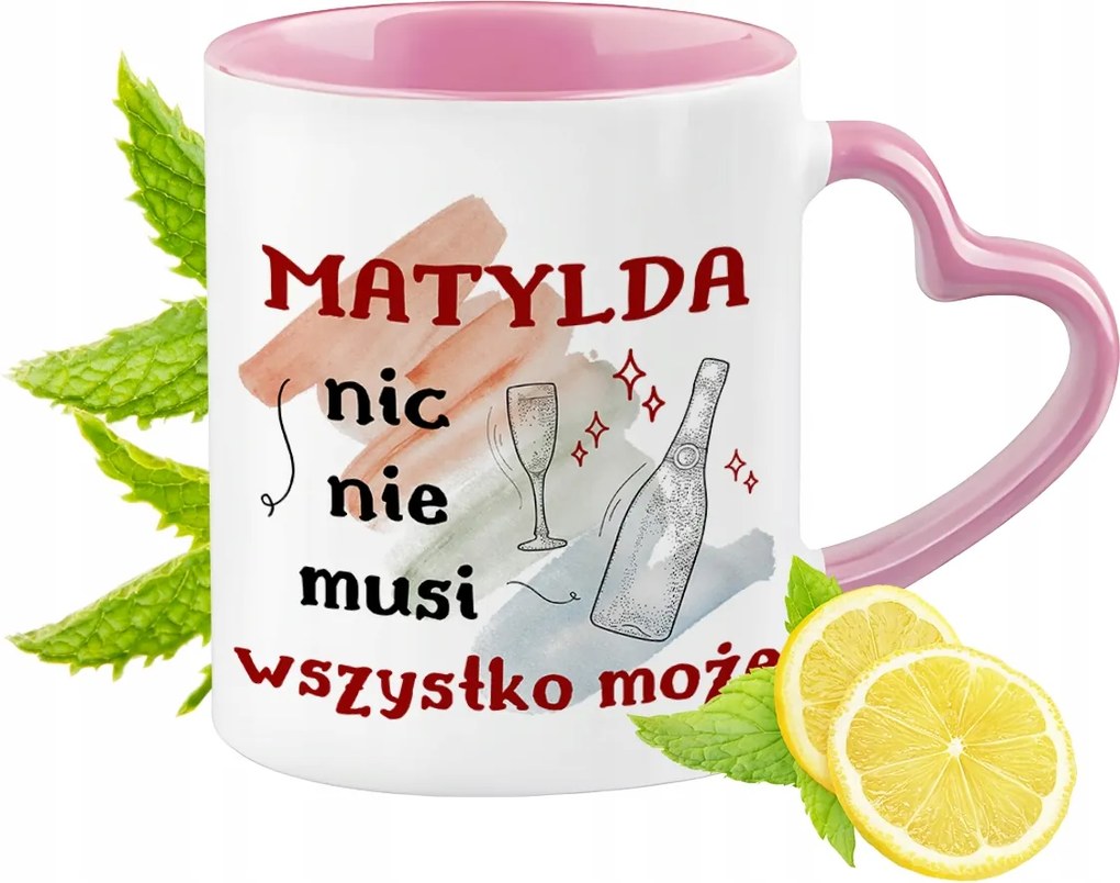 Bögre Matildának Rózsaszín Szív Alakú Füllel Kávé Ajándék