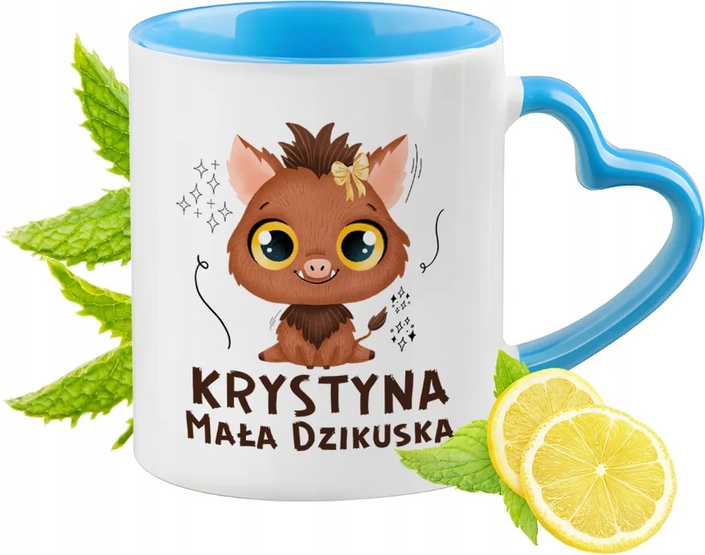 Kék bögre szív alakú füllel Krisztina számára Ideális Ajándék