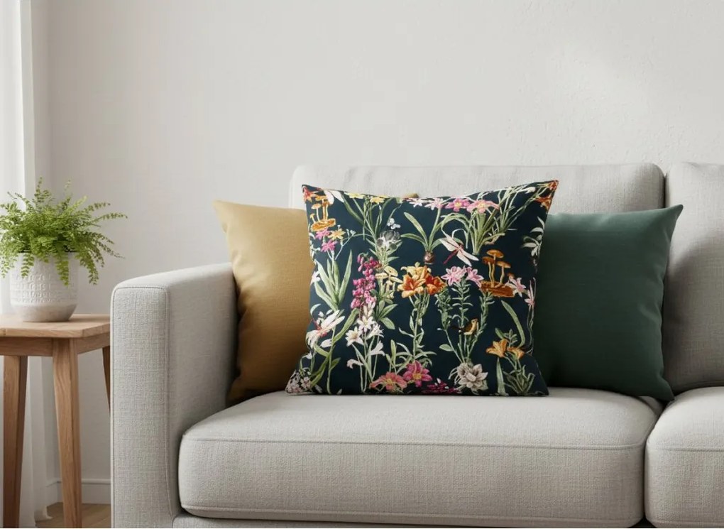 Mikroszálas párnahuzat MYSTIC GARDEN 45x45 cm, sötétzöld