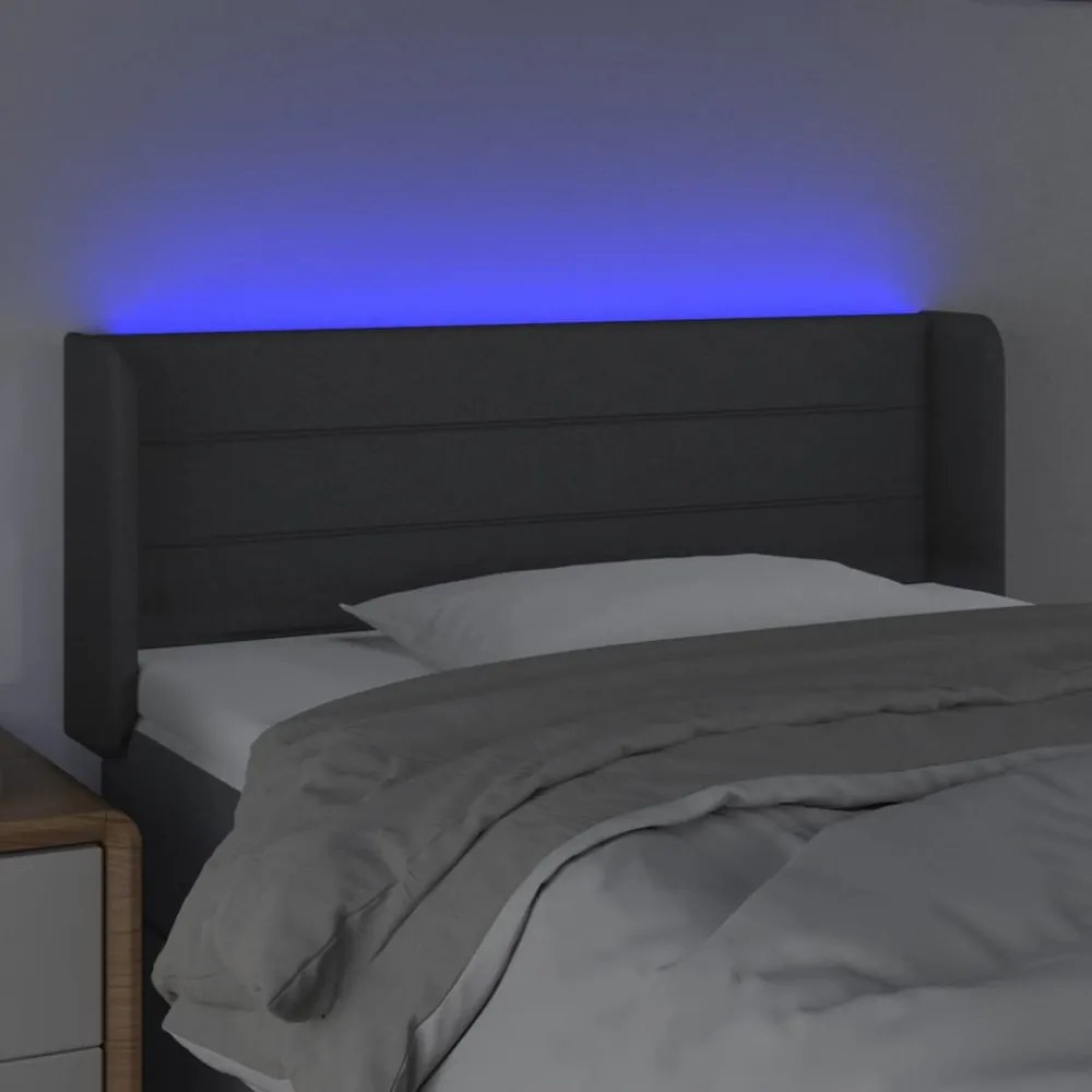 sötétszürke szövet LED-es fejtámla 103 x 16 x 78/88 cm