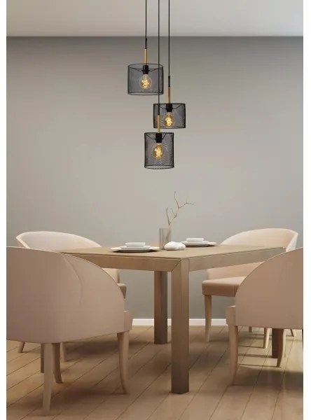 Lucide 45459/03/30 - Csillár zsinóron BASKETT 3xE27/40W/230V