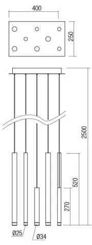 Redo 01-2049 - LED Csillár zsinóron MADISON 8xLED/4W/230V fényezett króm/fekete/réz