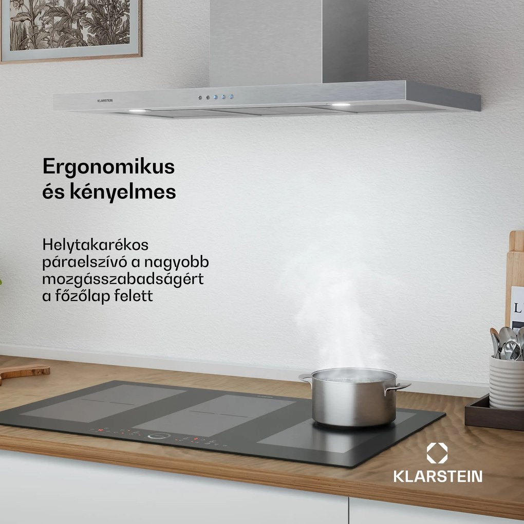 Klarstein Limelight 90, páraelszívó, 90 cm, fali páraelszívó, 640 m³/ó