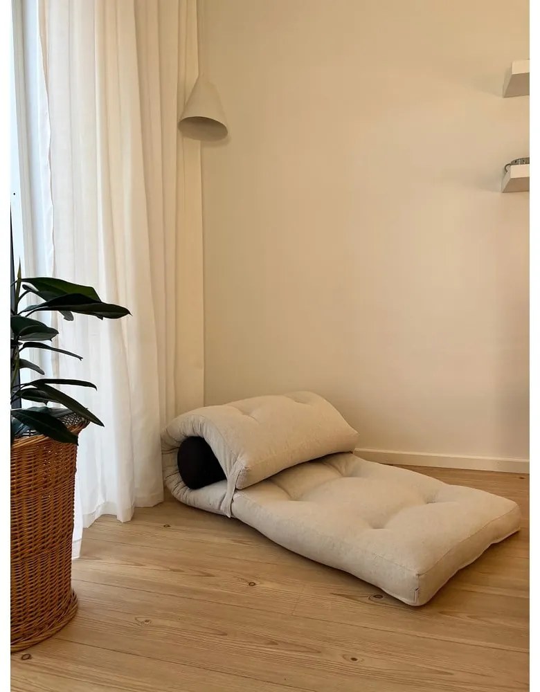 Szürkésbézs futon matrac 70x200 cm Wrap Linen Beige/Dark Grey – Karup Design