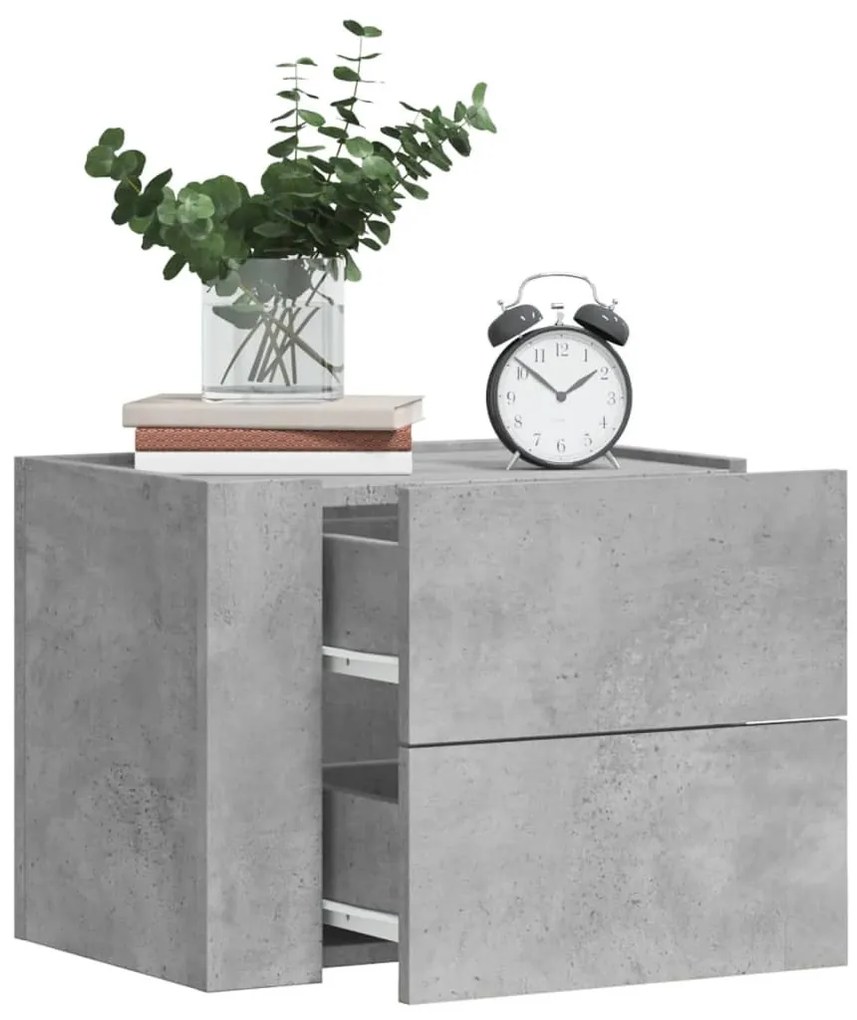 2 db betonszürke falra szerelhető éjjeliszekrény 45x30x35 cm