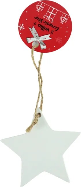 Kerámia karácsonyi dísz CLAY STAR 8 cm, fehér