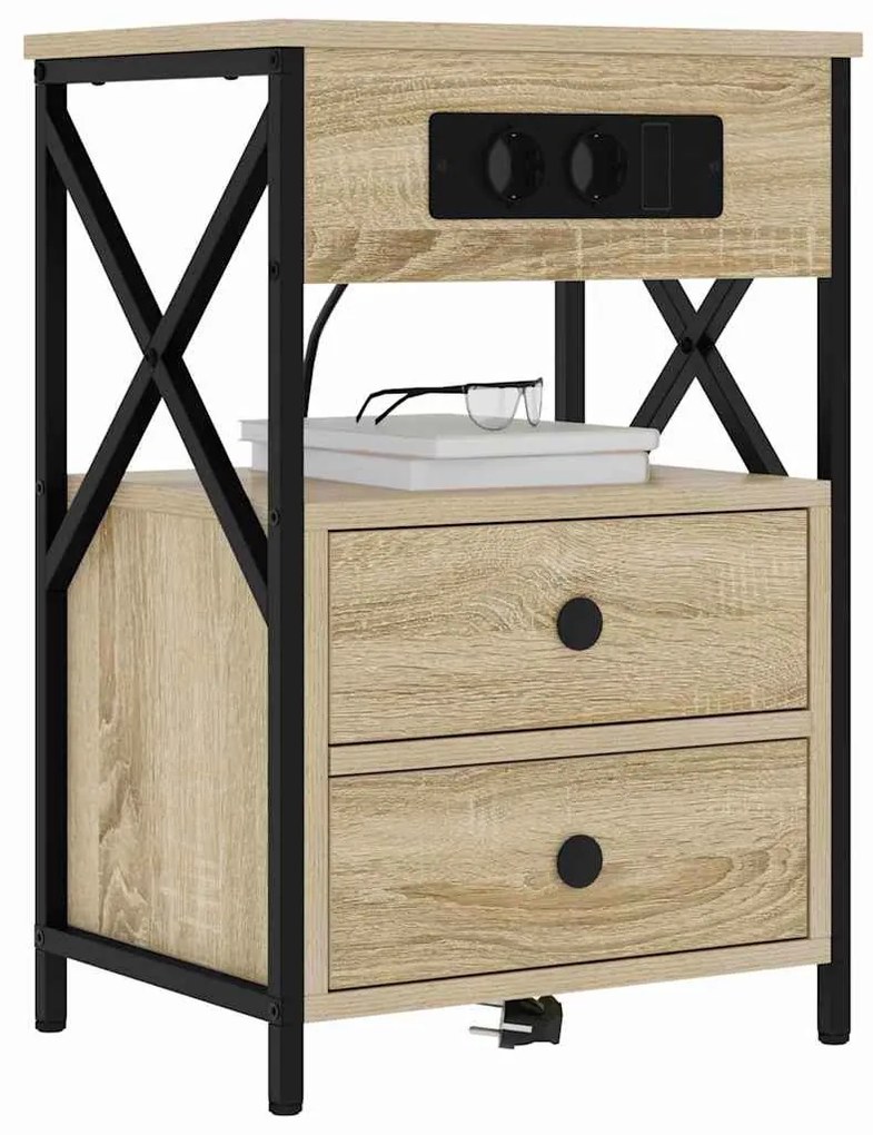Éjjeliszekrény 2 pcs sonoma tölgy 40 x 31 x 60 cm Faanyag
