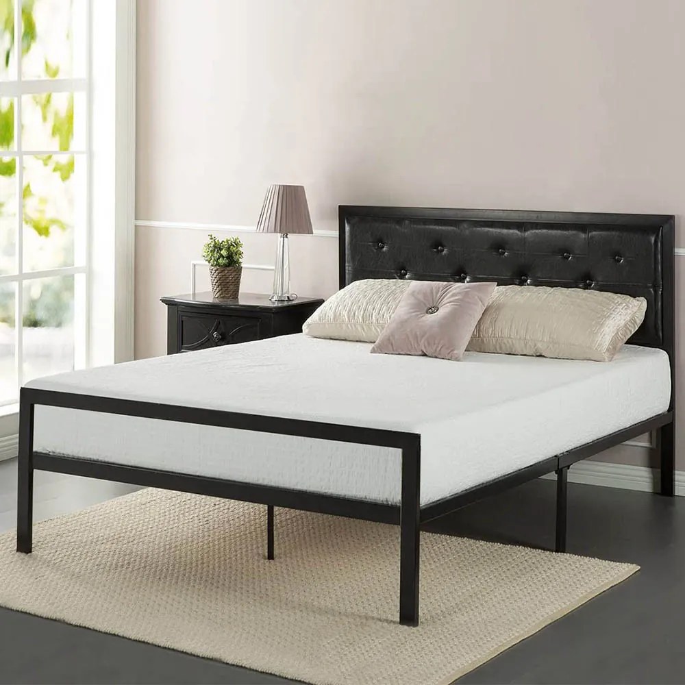 Hanna fém ágykeret ajándék ágyráccsal, több méretben és színben-Fekete 160x200 cm-es-fekete