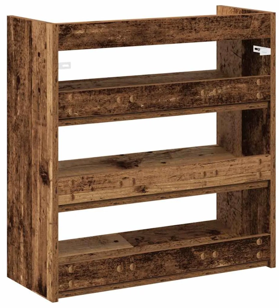 antik fa szerelt fa cipőtartó 60x25x62 cm