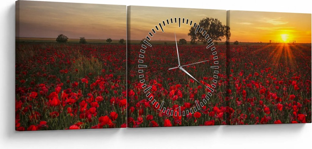 Pipacsos rét képe (órával) (90x30 cm)