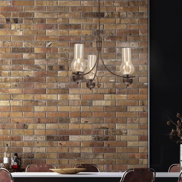 Brilagi - COTTAGE láncon függő LED csillár 3xE14/40W/230V bükk/barna/füstös bézs