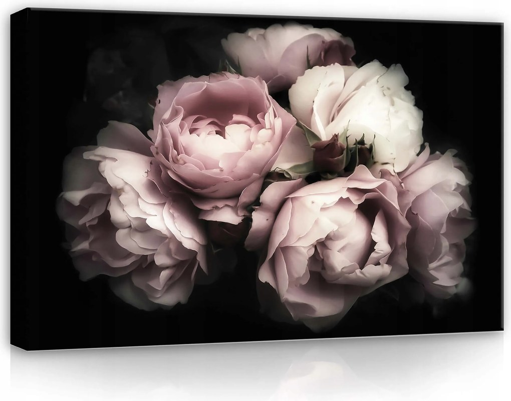Vászonkép 60x40 Finomság finomság romantika bazsarózsa rózsa csokor természet