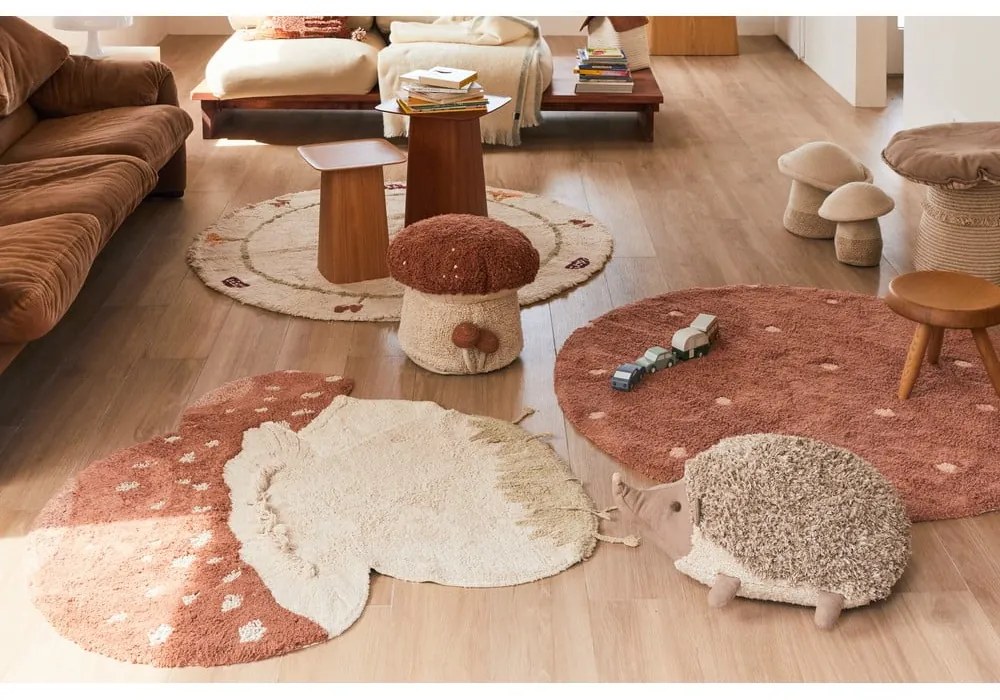 Bézs mosható kézi szövésű pamut gyerek szőnyeg ø140 cm Chanterelle – Lorena Canals