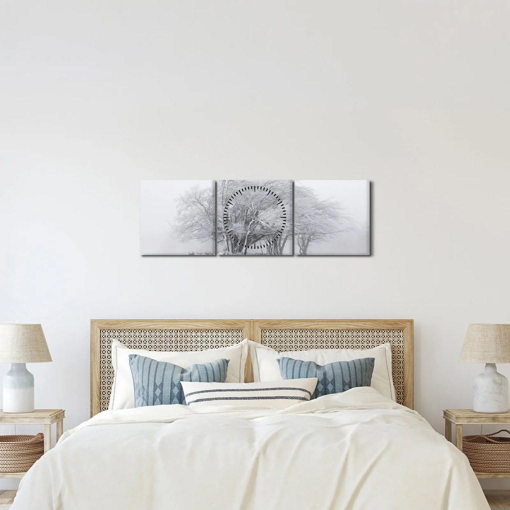 Kép - fehér tél (órával) (90x30 cm)