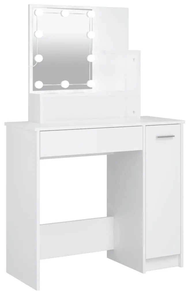 Fehér fésülködőasztal LED-del 86,5 x 35 x 136 cm