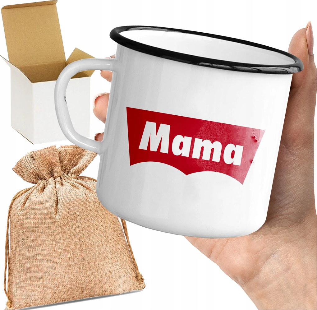 Bögre_zománcozott Nyomott Mintával Anyák Napjára Ajándék Nyomott Mintával