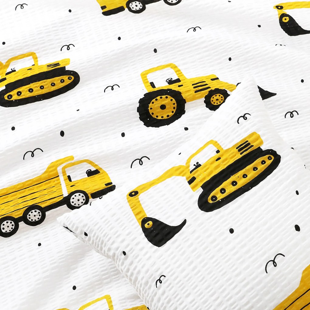 Goldea gyermek krepp párnahuzat - kotrógépek és építkezési eszközök 40 x 40 cm