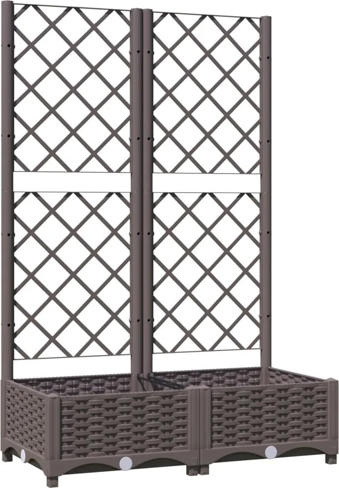vidaXL barna polipropilén rácsos kerti ültetőláda 80 x 40 x 121,5 cm