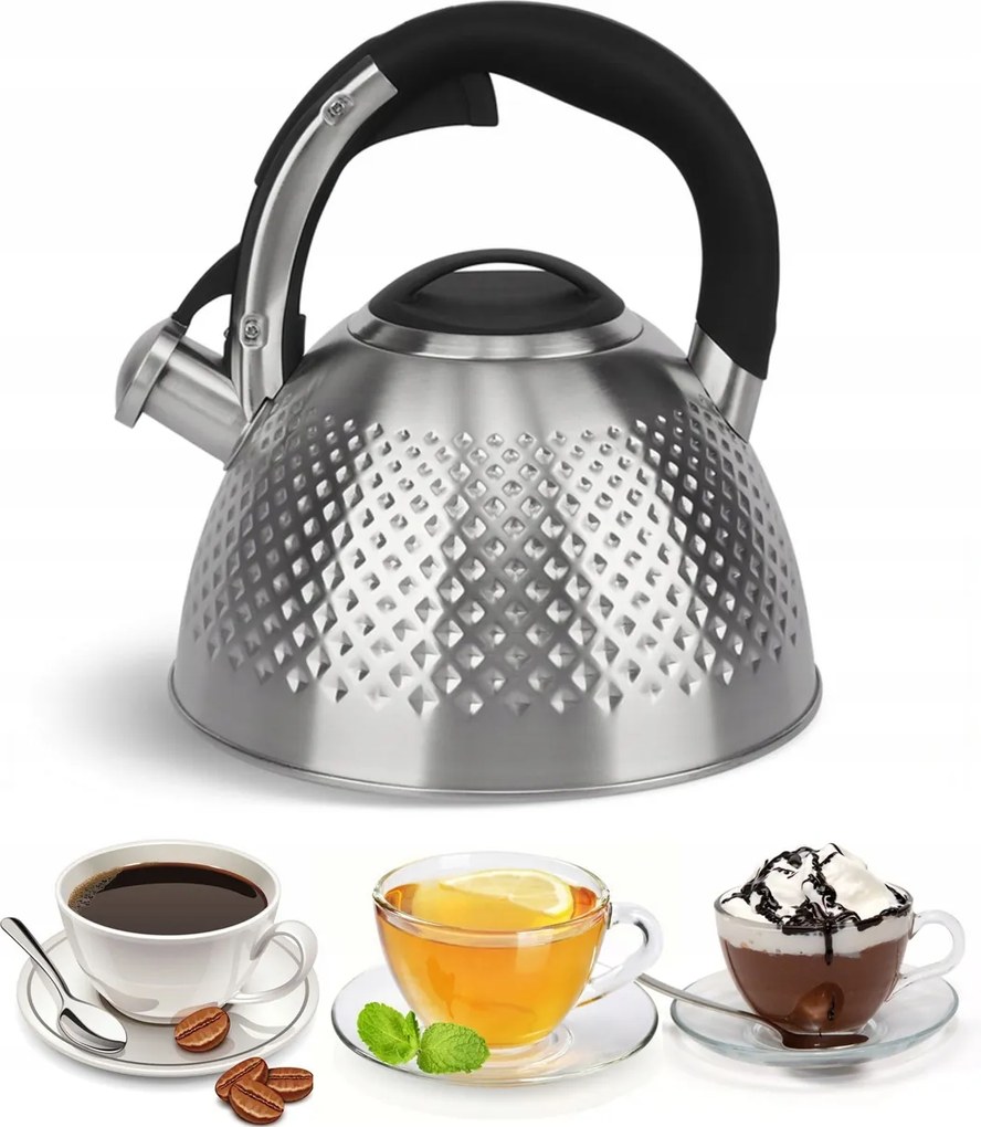 Hagyományos Acél Vízforraló síppal 3 L Indukciós Gáz Edenberg 8830