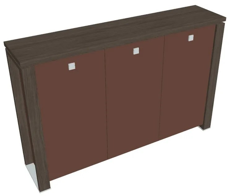Verno+ S közepes szekrény 200 x 46 x 130 cm, üvegajtó, antracit tölgy / barna