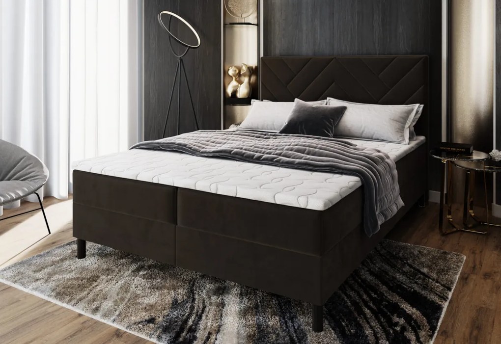 ROKOS kárpitozott boxspring ágy + topper, 180x200, monolith 37