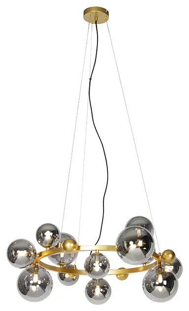 Art Deco függőlámpa arany füstüveggel 12-lámpás - David