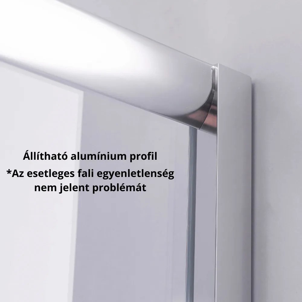 Stuxi Torino 70x90 aszimmetrikus szögletes nyílóajtós zuhanykabin 6 mm vízlepergető biztonsági üveggel, króm elemekkel, 200 cm magas