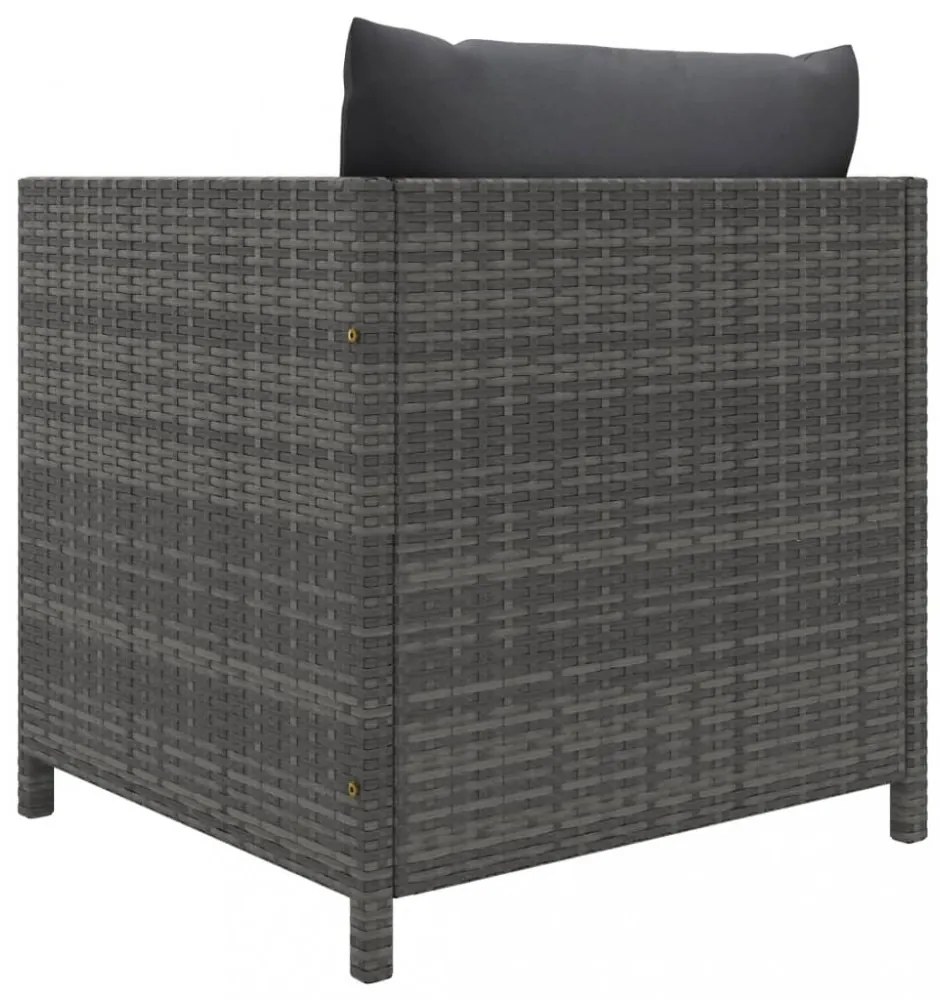 szürke polyrattan kerti kanapé párnákkal